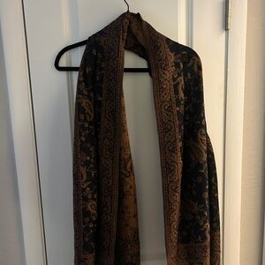 Elegant Black and Brown Paisley Scarf